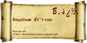 Beythum Örzse névjegykártya